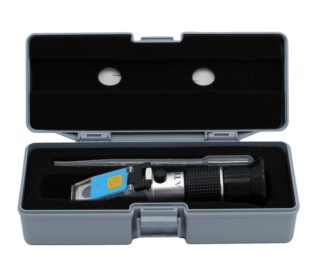 Réfractomètre à LED [12/27%, avec liquide d'étalonnage] APISTORE