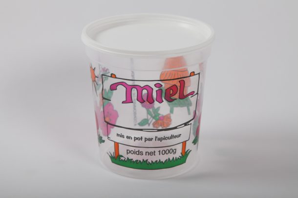 Lot 10 Pots Plastique 500g Avec Couvercles – Motif 4 Couleurs PEP – Idéal Miel, Confiture, Alimentaire – Fabriqué En France