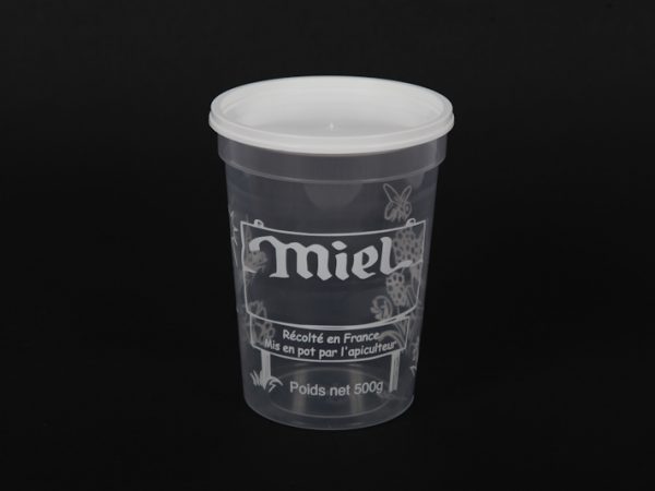 Pot en plastique Nicot [transparent 500g, le sachet de 25] APISTORE