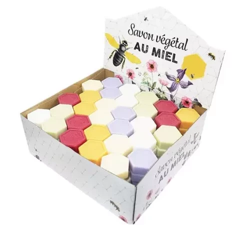 Savon hexagonal invités multicolores, carton de 150