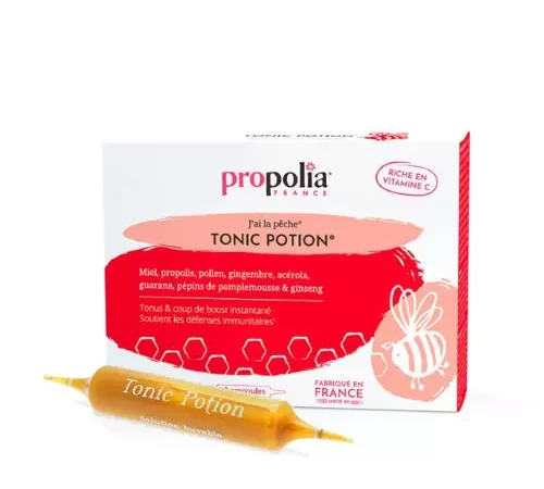 Tonic Potion propolis, miel, gingembre, acérola, pollen