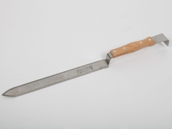 Couteau à désoperculer [en inox 28cm, manche bois avec racloir] APISTORE