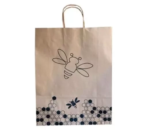 Sac papier kraft abeille à soufflet L
