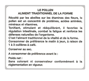 Etiquette info "le pollen" le rouleau de 100