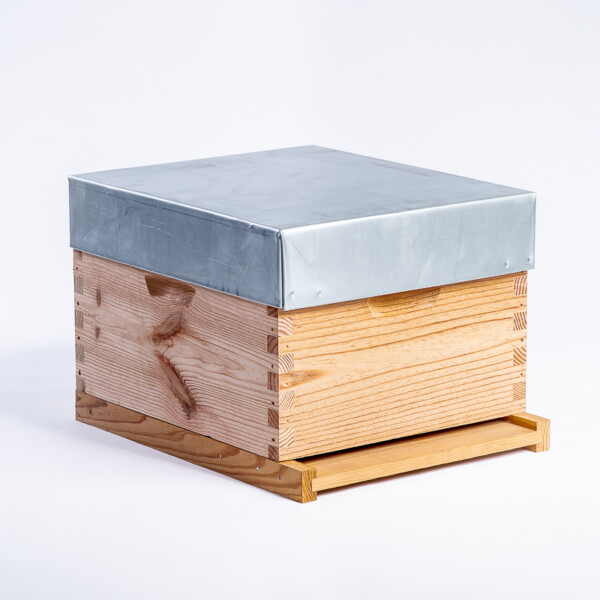 Ruche Dadant 10 à bandes lisses avec plancher pin aéré