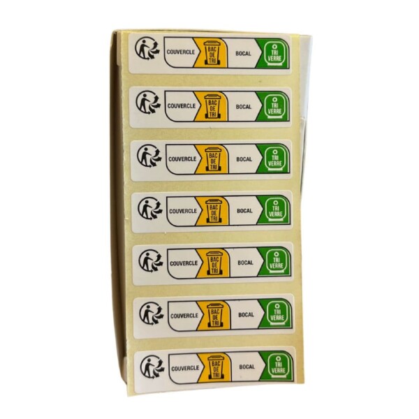 Etiquette "Info tri" pour pots en verre la boîte de 1000