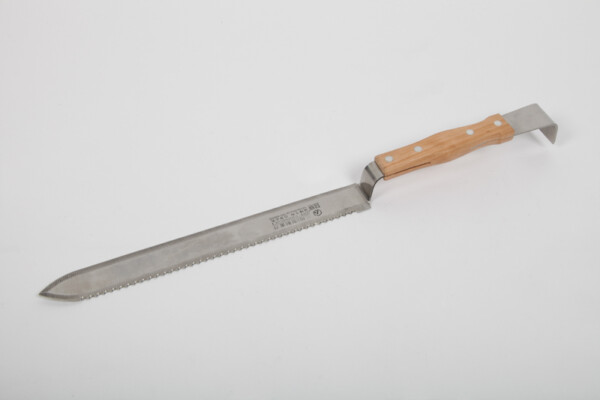 Couteau à désoperculer en inox 28cm, manche bois avec racloir