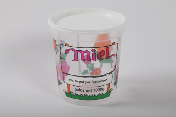 Pot en plastique Nicot transparent 4 couleurs 1kg, le carton de 300