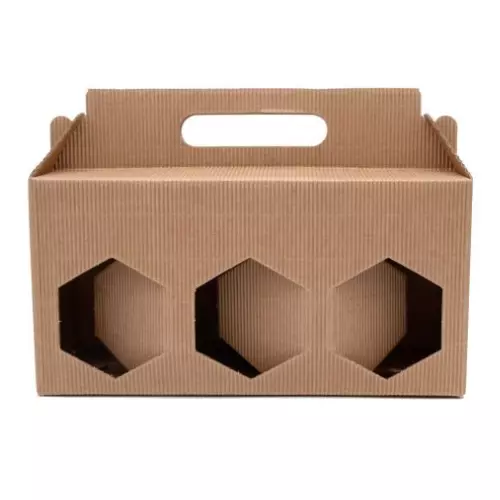 Présentoir en carton ondulé pour 3 pots de 385ml