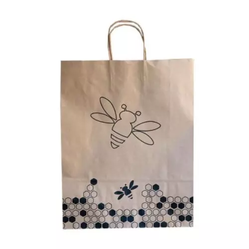 Sac papier kraft abeille à soufflet L