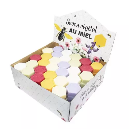 Savon hexagonal invités multicolores, carton de 150