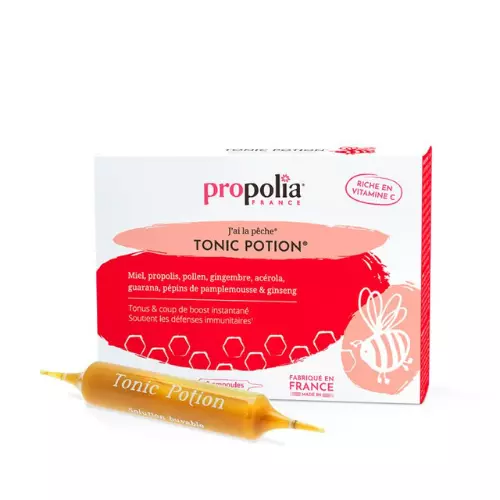 Tonic Potion propolis, miel, gingembre, acérola, pollen