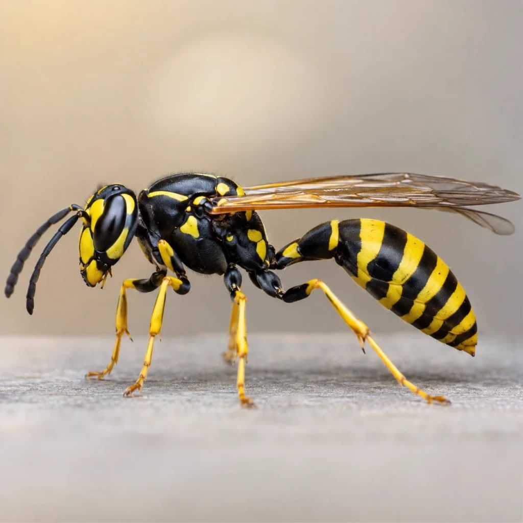 Guêpe ou abeille : comment les différencier facilement ? Taille fine de la guêpe : gros plan sur le rétrécissement entre thorax et abdomen et le corps lisse brillant